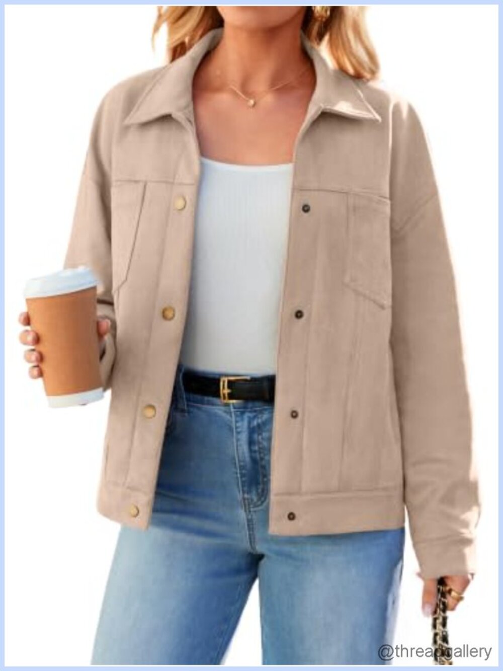Faux Suede Button Down Lightweight Fall Casual Jacket